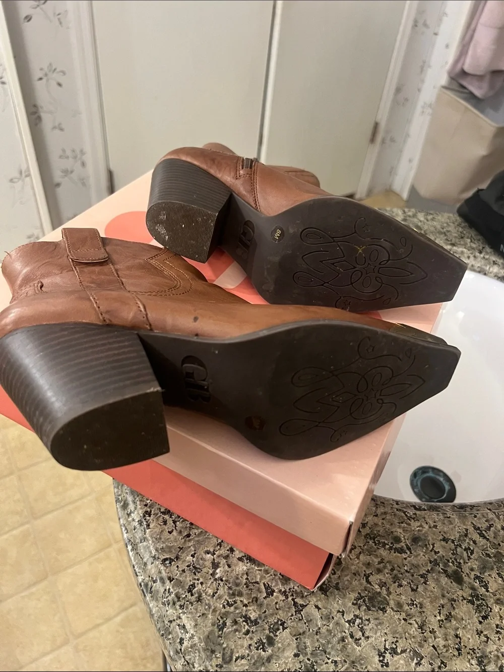 GB girls brown leather